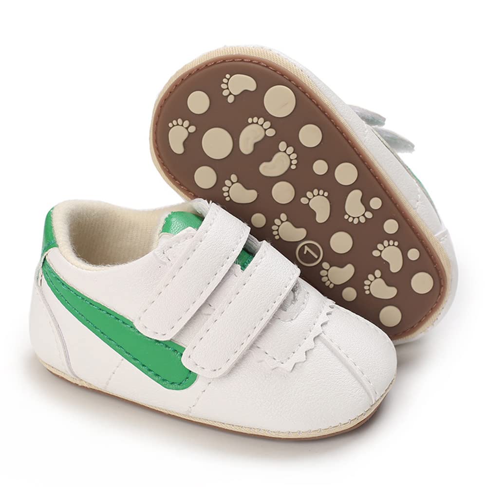 Clowora Baby Boys Girls Shoes Non-Slip Rubber Sole Sneakers Infant First Walking Toddler Crib Shoes Newborn Loafers Flats. (0611/White,0-6 Months)