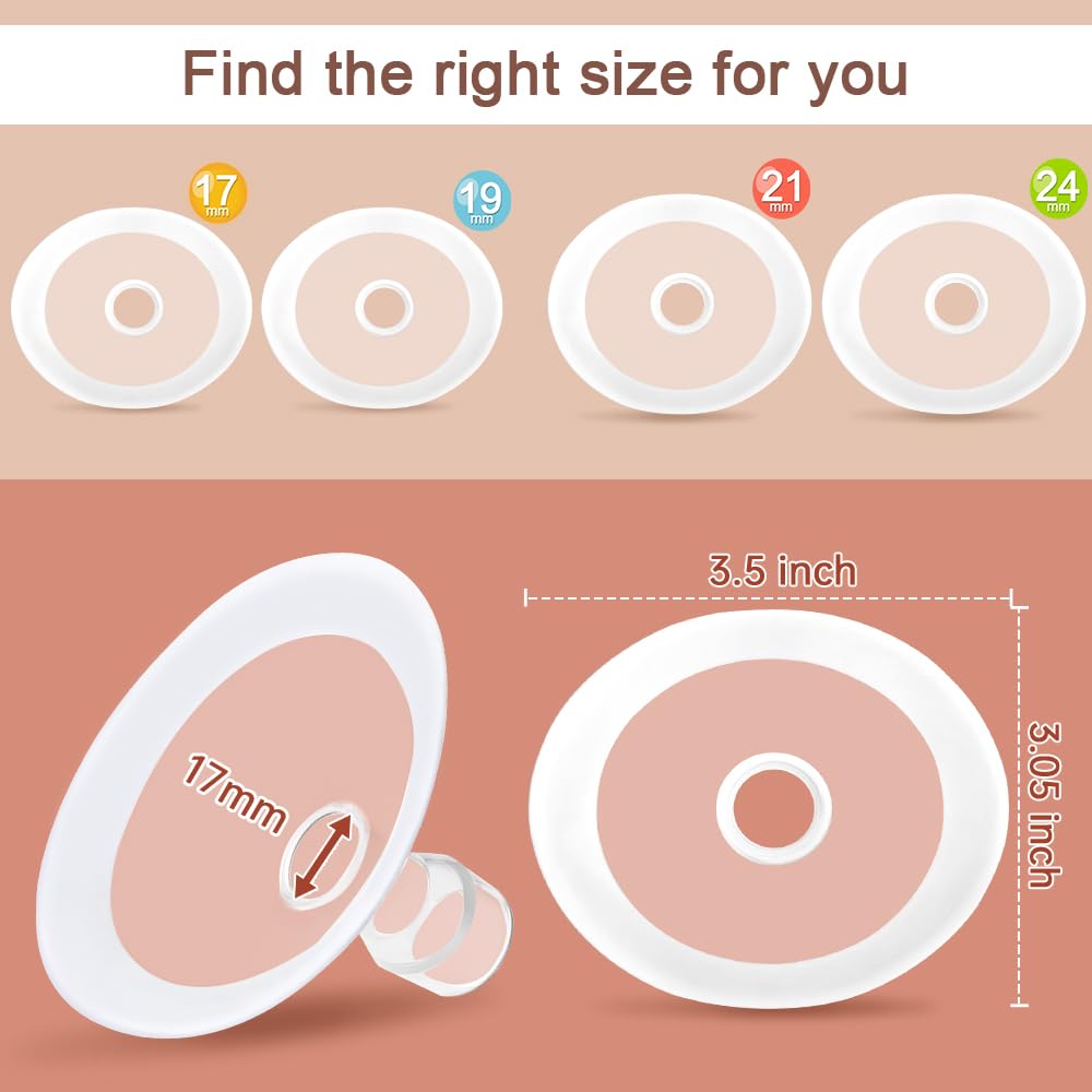 PumpMom-us 17mm Oval Flanges with Soft Rim Compatible with Spectra S2 S1 9 Plus Breastpumps Accessories, Replacement Breast Shield and Duckbill Valves for Spectra Pump Parts and Flange