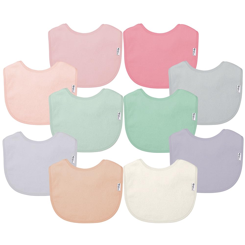 Green Sprouts Stay-Dry Waterproof Baby Bibs, 10-Pack - Rose