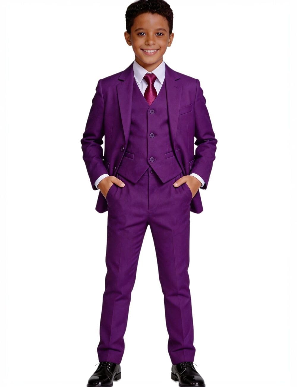 Suits for Boys Ring Bearer Outfit Boy Formal Suit Purple Tuxedo Size 6
