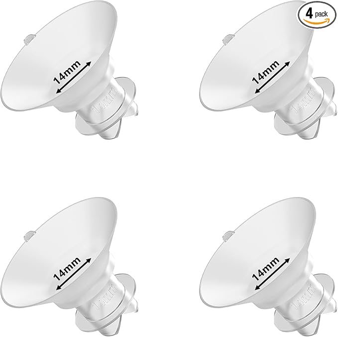 Upgraded Flange Inserts 14mm for 24mm Flange/Shield of Most Pumps Compatible with Momcozy/Medela/Spectra/eufy/Elvie/Lansinoh/TSRETE/Paru Breast Pump, Reduce 24mm Nipple Tunnel Down to 14mm, 4PCS