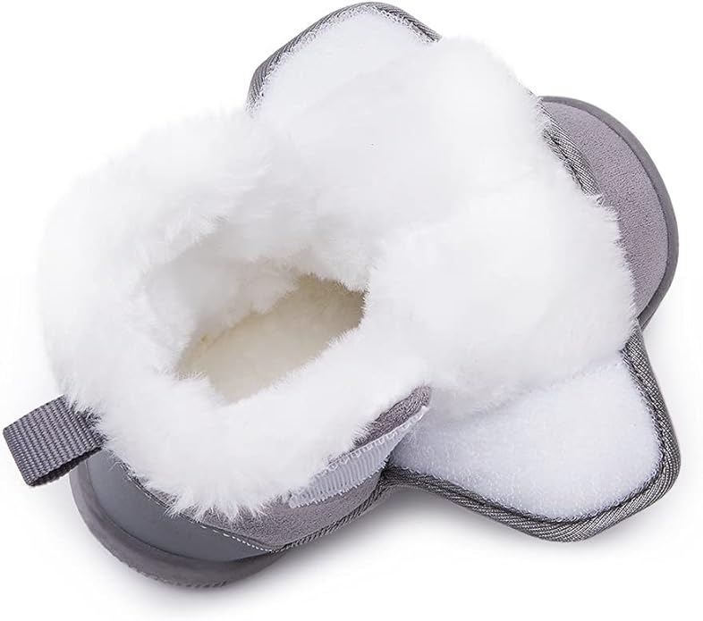 BMCiTYBM Baby Snow Boots Warm Winter Fur Lined Baby Shoes Grey 6-12 Months