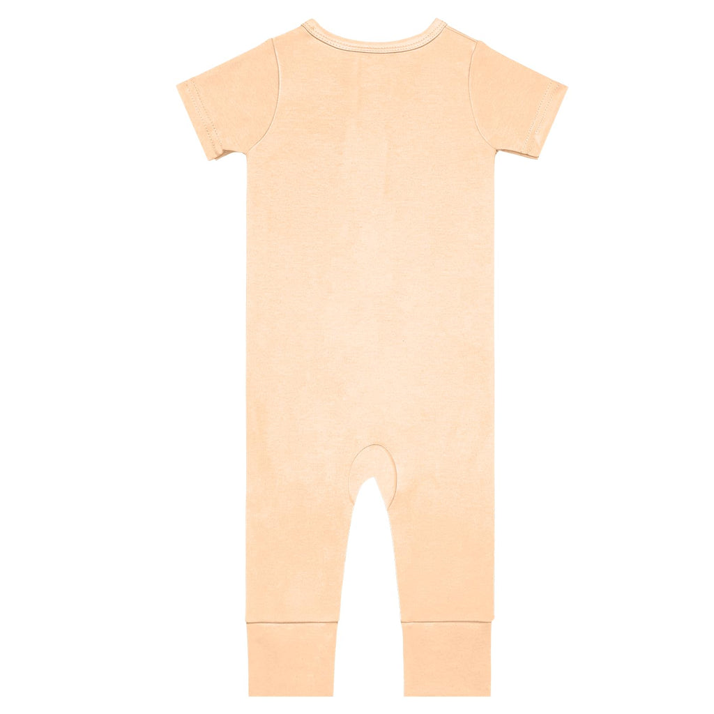 GUISBY Baby Cotton Footless Zipper Pajamas, Beige+Pink, 0-3M