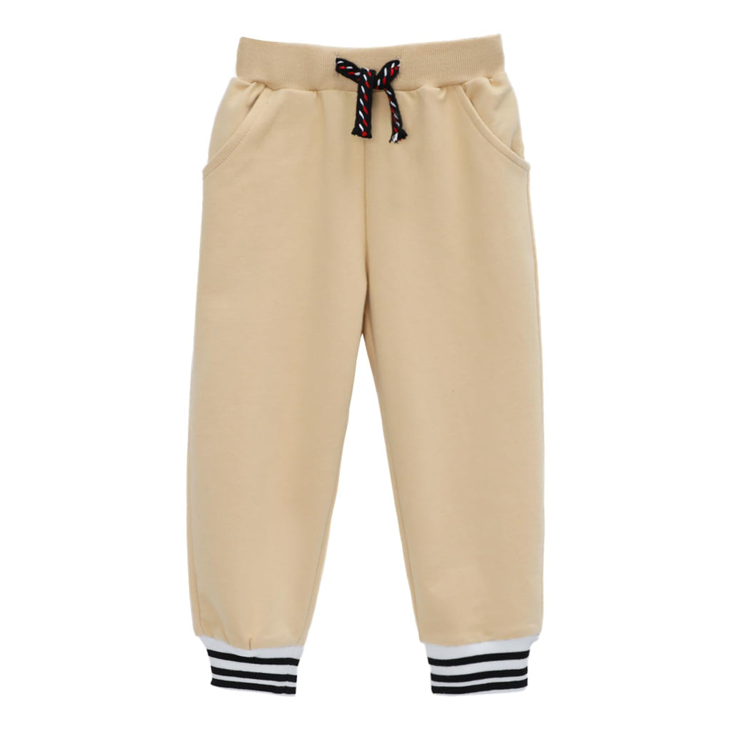 HILEELANG Boys Jogger Pants Cotton Sweatpants 3 Pack Pockets Khaki