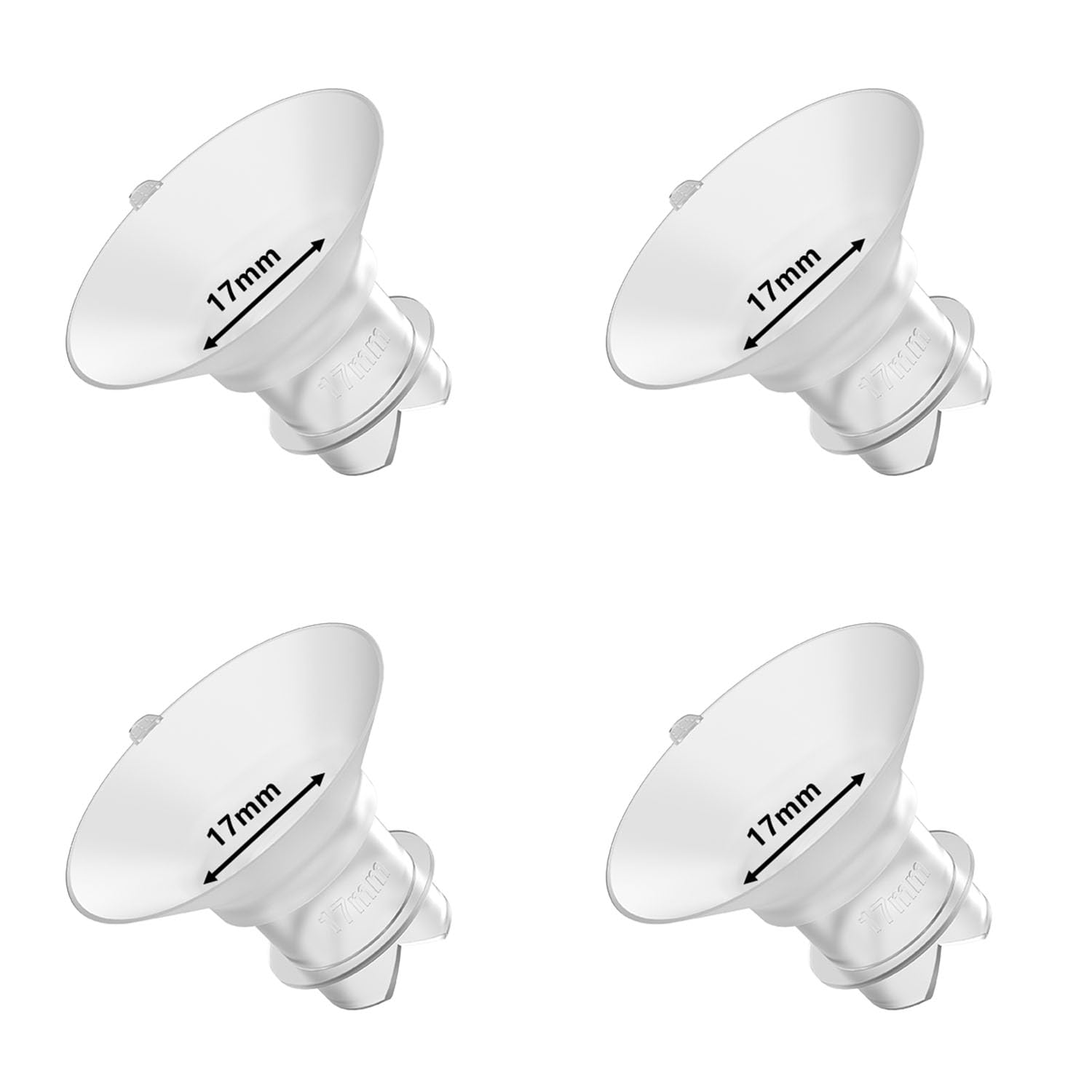 Upgraded Flange Inserts 17mm for 24mm Flange/Shield of Most Pumps Compatible with Momcozy/Medela/Spectra/eufy/Elvie/Lansinoh/TSRETE/Paru Breast Pump, Reduce 24mm Nipple Tunnel Down to 17mm, 4PCS