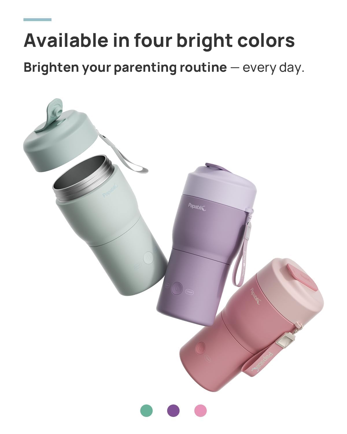 Papablic Portable Bottle Warmer Pro for Travel – Fast Heating, Built-in Sterilizer, 30W Fast Charge, 5-Temp Control, Easy-Clean Wide Mouth, Baby Milk Warmer for Breastmilk & Formula, Lilac Purple