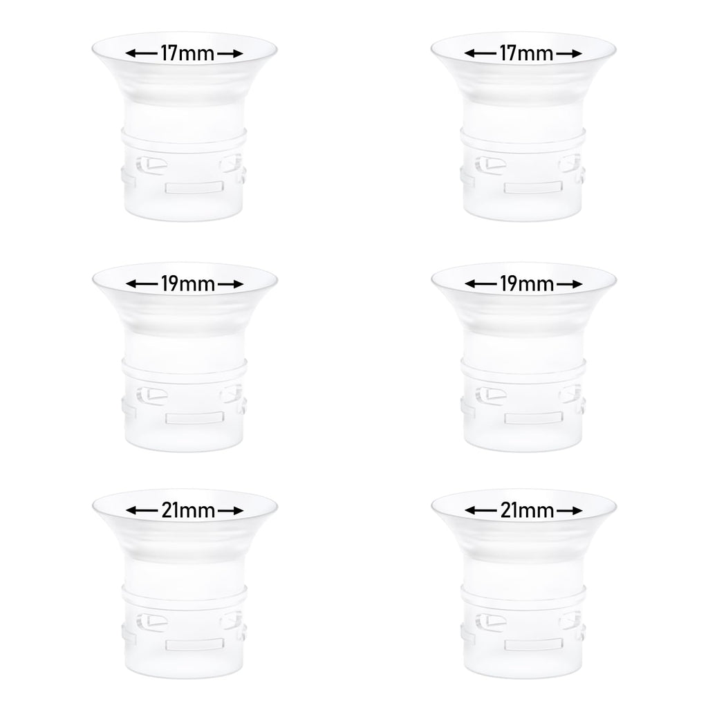 6pcs Flange Insert 17/19/21mm Compatible with eufy S1 Pro/S1/E10/E20 Wearable Breast Pump, Replace for eufy Breast Pump Sizing Insert, Fit for Breast Pump Replacement Parts
