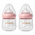 Glass Baby Bottles,Anti Colic Breastfeeding Bottle with Natural Response Nipple Size S,Wide Neck Slow Flow Baby Bottle for Baby,Newborn,Preemie 0-3 0-6 Month,BPA Free (Pink, 2 Pack, 4 Ounce)