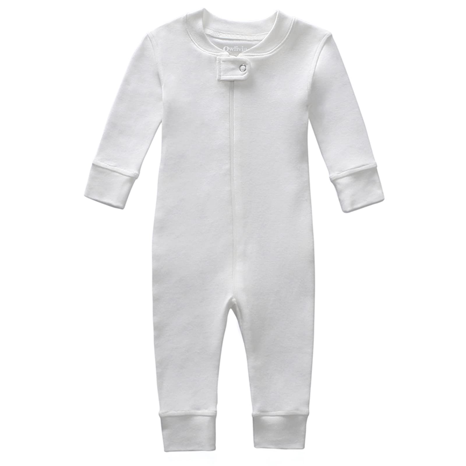 Owlivia Organic Cotton Baby Boy Girl Zip up Sleep N Play, Footless, Long Sleeve(6-12 Months, Ivory White)