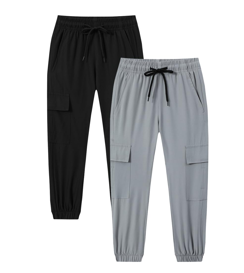 Muaney Toddler Boys Cargo Jogger Pants Baby Boys Sweatpants Thin Quick Dry Casual Pull On Pants（218BlackLGray2T）