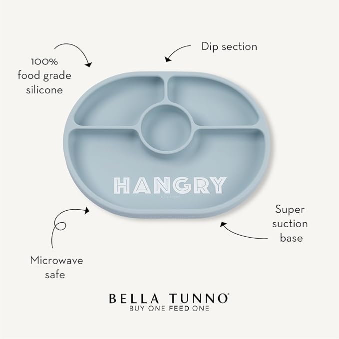 Bella Tunno Suction Plate for Babies & Toddlers, Self-Feeding Dish for Baby Led Weaning, Silicone Divided Plate, Sticks to Highchair Trays & Tables, Microwave & Dishwasher Safe, Fiesta then Siesta