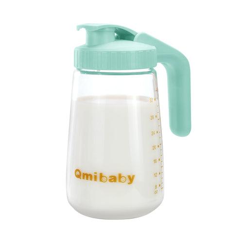 32oz Breast Milk Pitcher Leakproof Breast Milk Storage Heat & Cold Resistant Borosilicate Glass Wide Mouth With Sealing Ring Ergonomic Handle For Formula Juice & Cold Brew