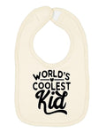 Wild Bobby World's Coolest Kid Funny Cute Humor Infant Premium Jersey Baby Bib for Girls Boys, Natural, One Size
