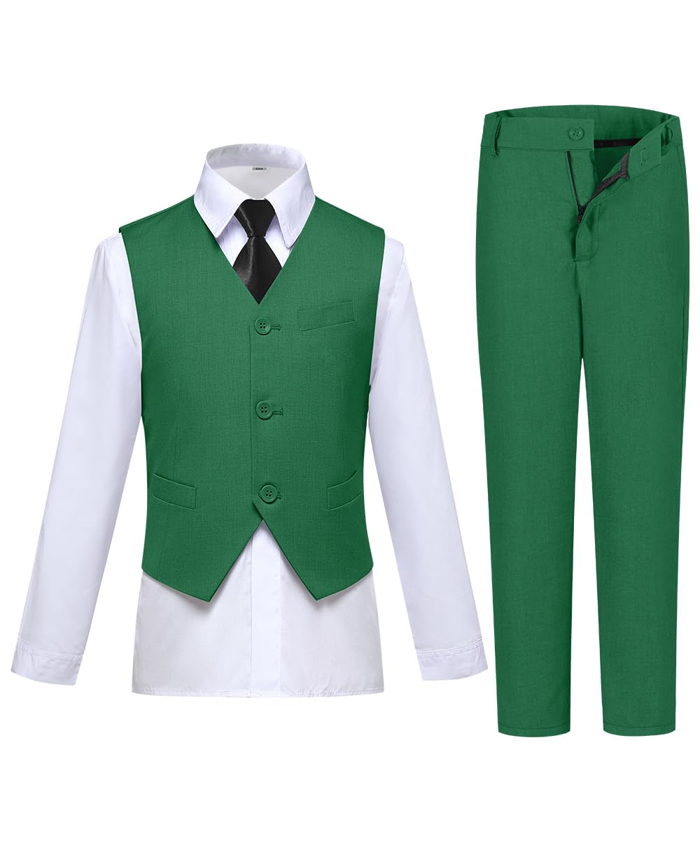 Suit for Boys Formal Outfits Tux Kid Christmas Green Suits Vest Set Size 4T