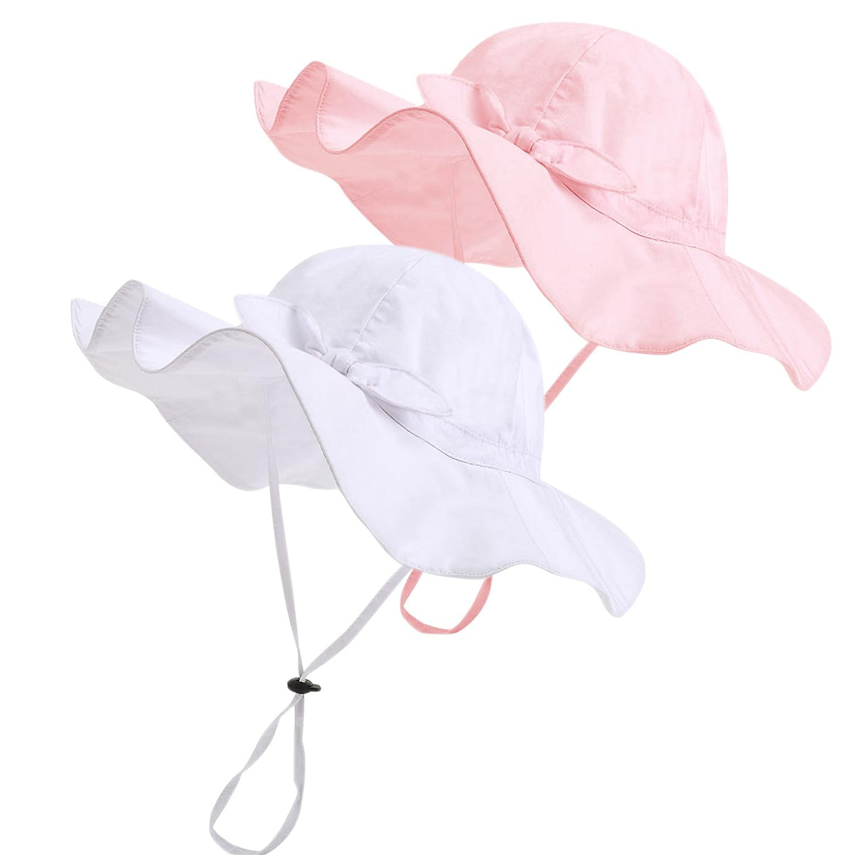 Baby Girl Sun Hat with UPF 50+ Outdoor Adjustable Beach Hat with Wide Brim Bucket Hats (0-6 Months)