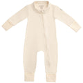 MON CHOU 100% Organic Pima Cotton Baby Pajamas – Snug Fit Long Sleeve Fold-Over Mittens & Convertible Footie with 2-Way Zipper for Boys & Girls, Sizes 0–18M (Ivory, 3-6 Months)