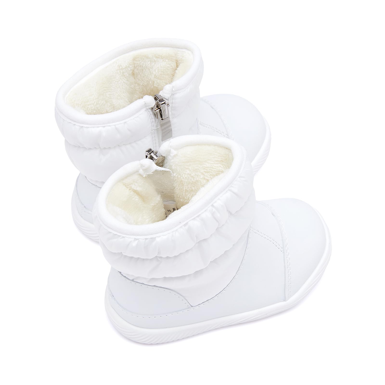 BMCiTYBM Baby Boy Girl Snow Boots Waterproof Infant Winter Warm Booties Nonslip Lightweight Outdoor Shoes for Cold Weather 6 9 12 18 24 Months White Size 6-12 Months Toddler