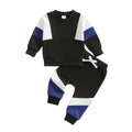 Kupretty Toddler Baby Boy Color Block Sweatshirt Pants White Royal Blue 24M