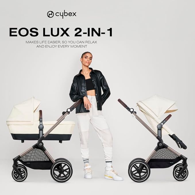 Cybex EOS 2-in-1 Stroller - Bassinet Stroller Converts to Toddler Stroller with One-Hand Recline - Bassinet and Toddler Seat Included, Reversible & Travel System Ready, Lava Grey