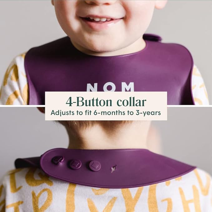 Simka Rose Silicone Baby Bibs with Food Catcher - Adjustable Soft Catch All Bib for Boys & Girls - High Chair Dining Table