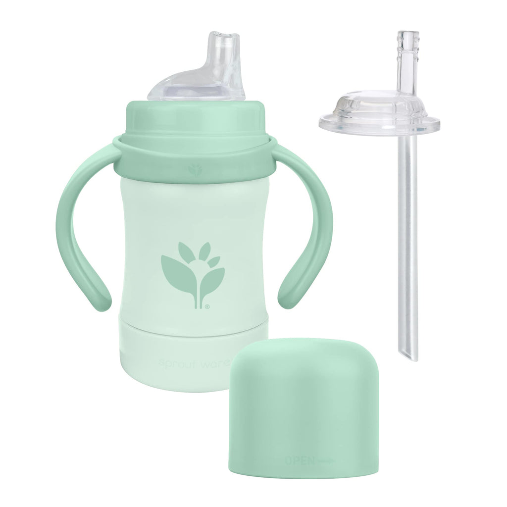 Green Sprouts® Sprout Ware® Sip & Straw 6oz., 6mo+, Plant-plastic, Platinum-cured Silicone, Dishwasher Safe, Grows with Baby, Tested for Hormones