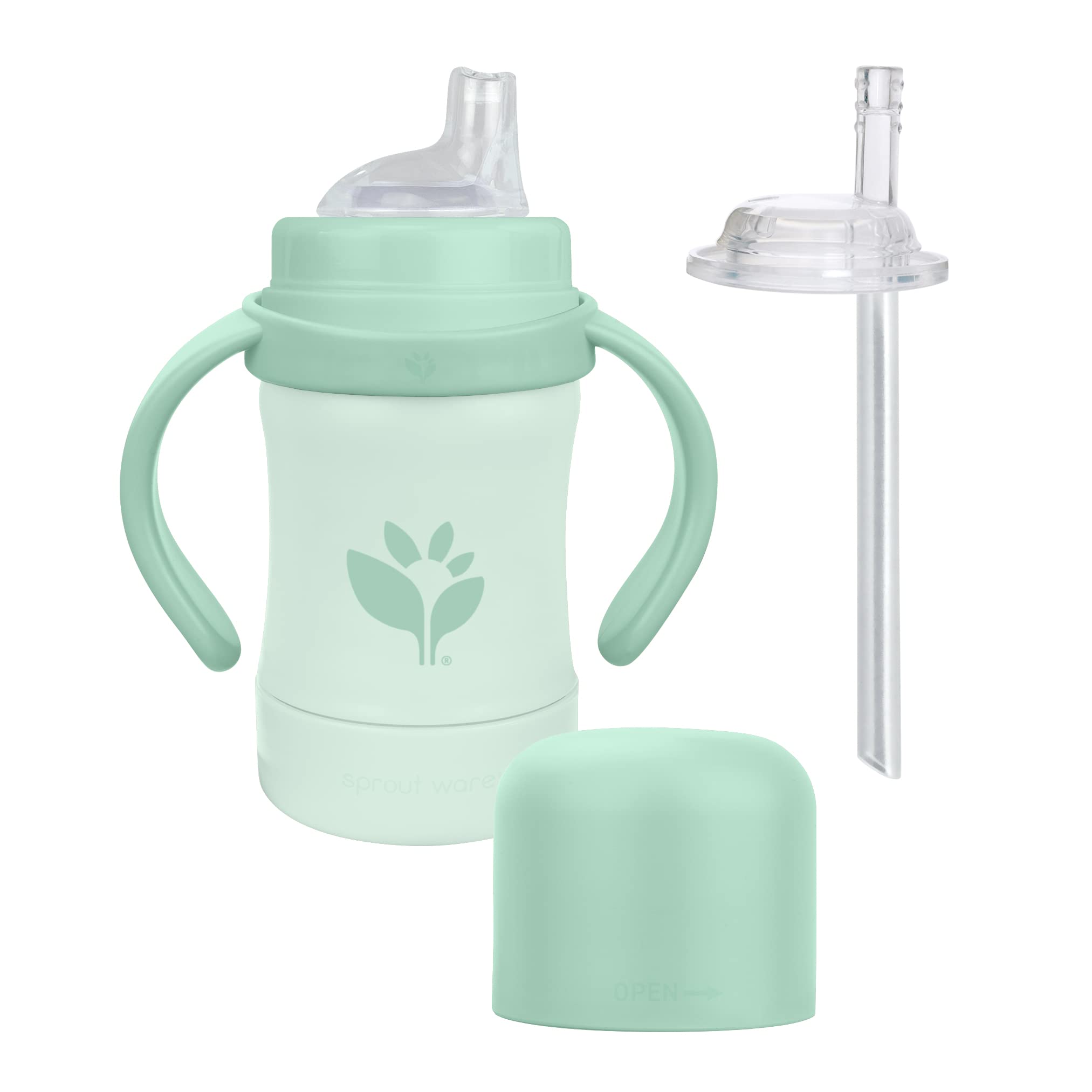 Green Sprouts® Sprout Ware® Sip & Straw 6oz., 6mo+, Plant-plastic, Platinum-cured Silicone, Dishwasher Safe, Grows with Baby, Tested for Hormones