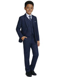 Suit for Boys 5 Pieces Kids Tuxedo Set Boy Slim Fit Suits Navy Blue Size 16