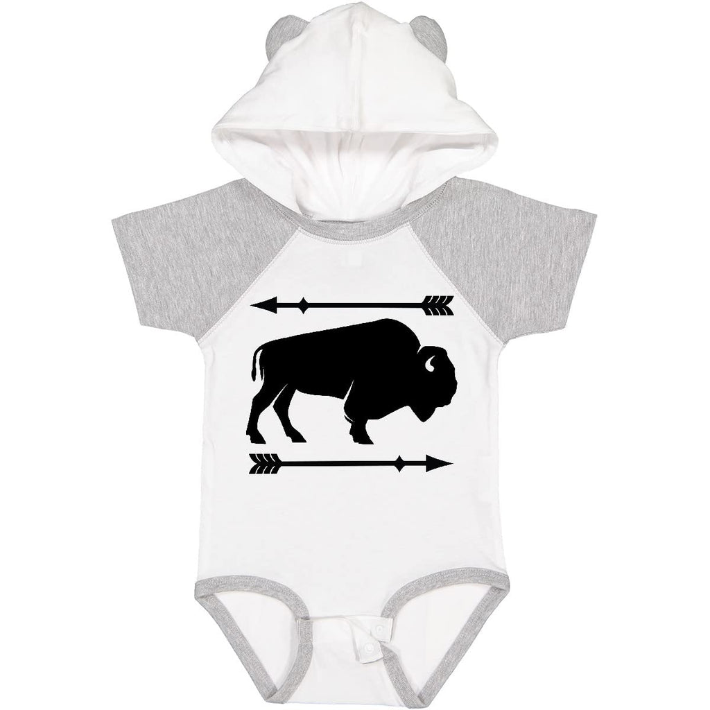 inktastic Buffalo Cute Animal Western Baby Bodysuit 6 Months White & Heather W/Ears 2ae82