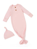 PATPAT Baby Sleeper Gown with Bamboo Viscose for Newborn Girls Boys, Knotted Nightgown with Mittens for Infant Home Coming, Petal-Hat, 3-6M
