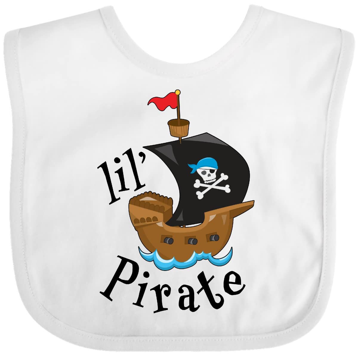 inktastic Lil' Pirate Pirate Ship, Blue Baby Bib White and Black 2a4d7