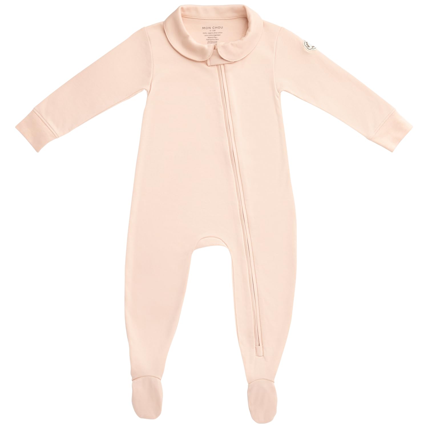 MON CHOU 100% Organic Pima Cotton Baby Footed Pajamas – Snug Fit Long Sleeve Footie with 2-Way Zipper & Non-Slip Soles, Unisex (Sizes 0–12M) (Bloom, 3-6 Months)