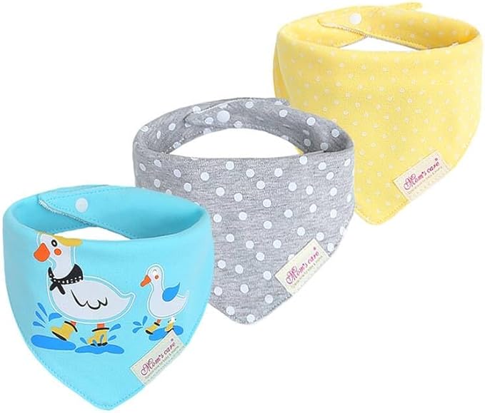 JN&LULU 3 Pack Newborn Baby Bibs Bandana Drool Bibs for Drooling Cotton Baby Gifts (Moon Star)