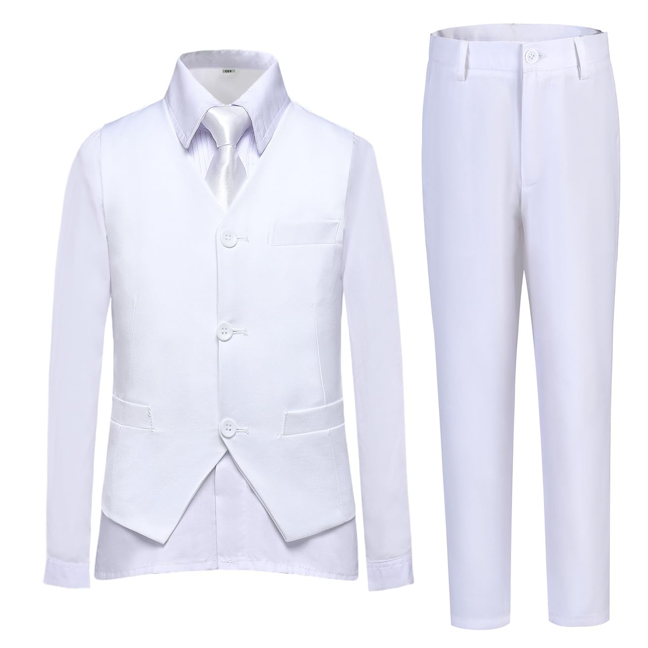 Lycody Boys Suit Vest Set Formal Dress Suits Wedding Outfit, White, Size 8