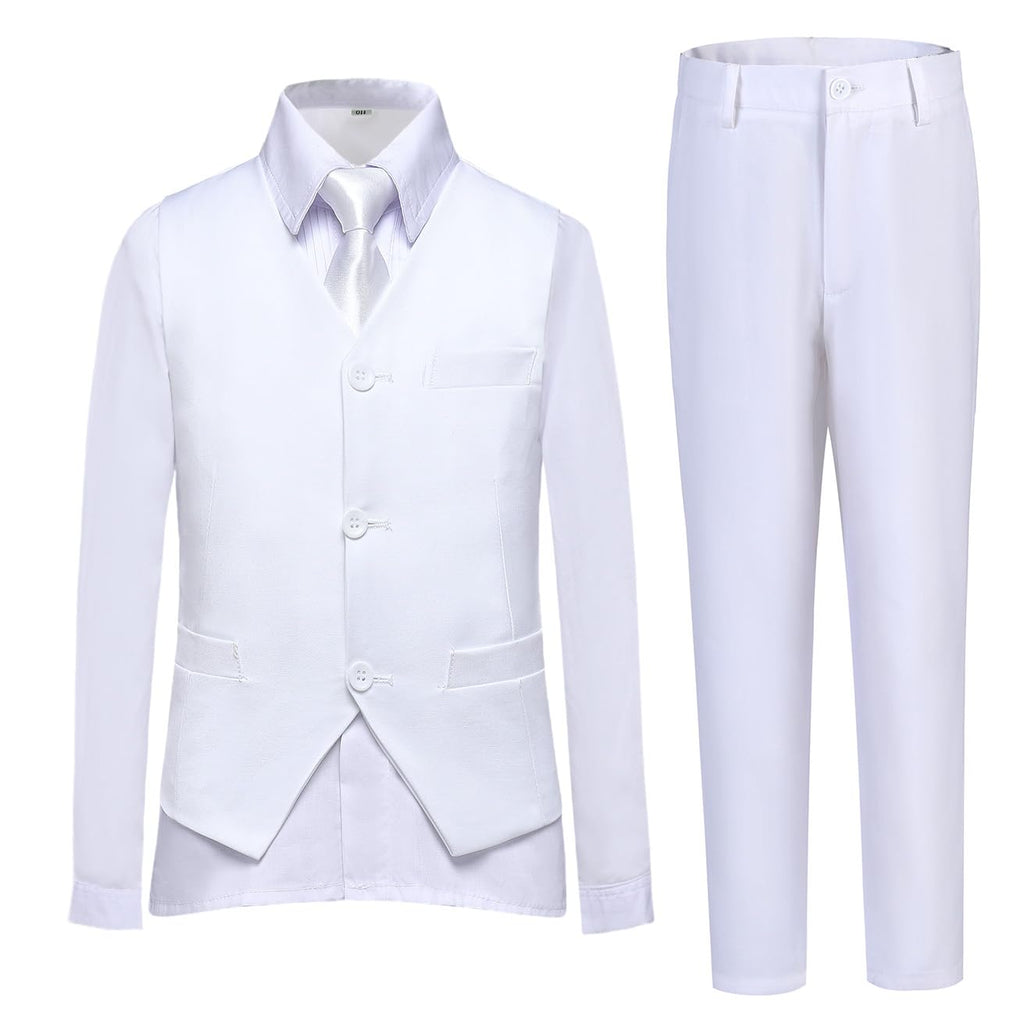 Lycody Boys Suit Vest Set Formal Dress Suits Wedding Outfit, White, Size 16