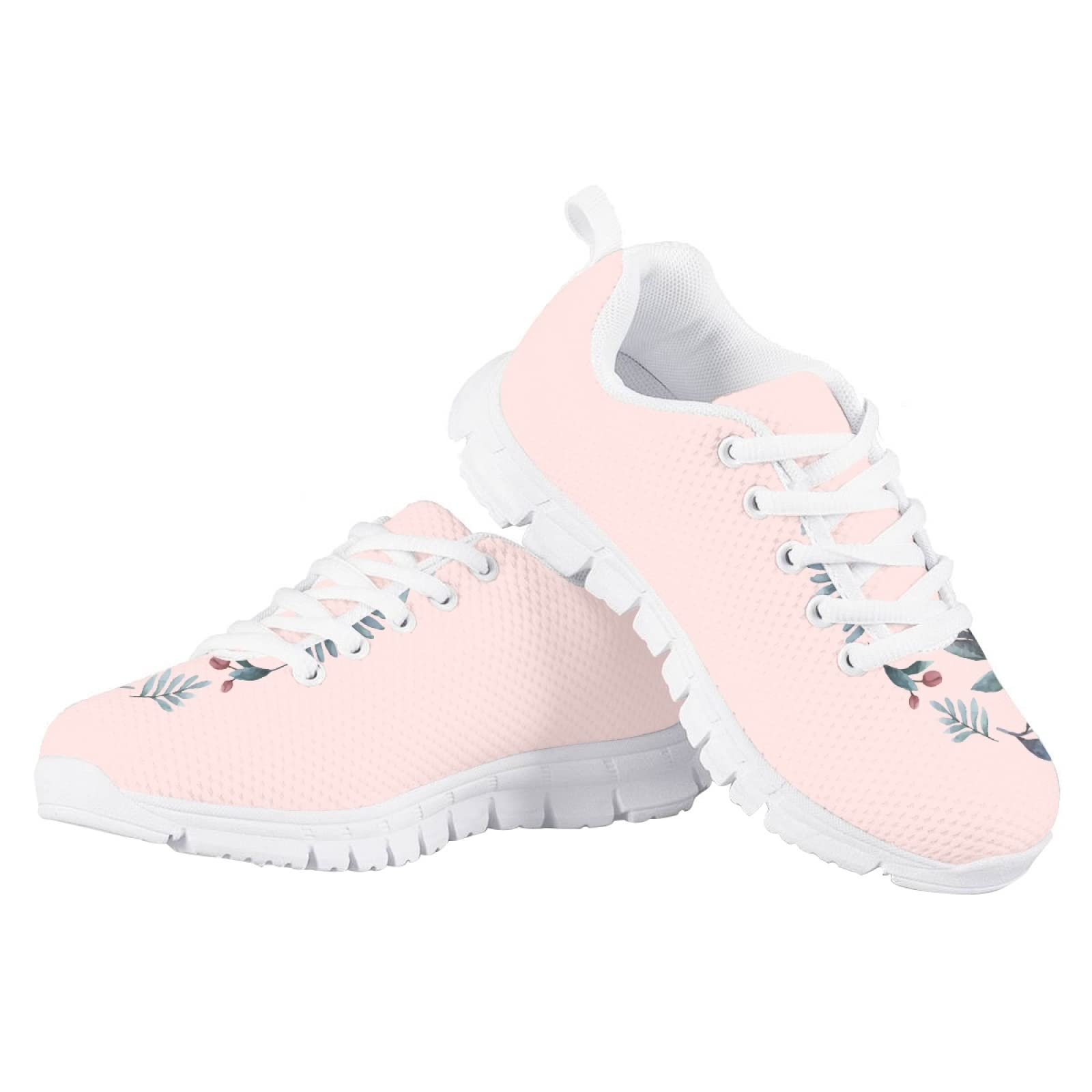 MARSVOVO Kids Slip On Sneakers Non Slip Lace-up Lightweight Breathable Athletic Flexible Pre Walking Shoes for Boy Girl TComfortable Play Learning to Work Shoes Leaves Rabbit Design Size 5 US