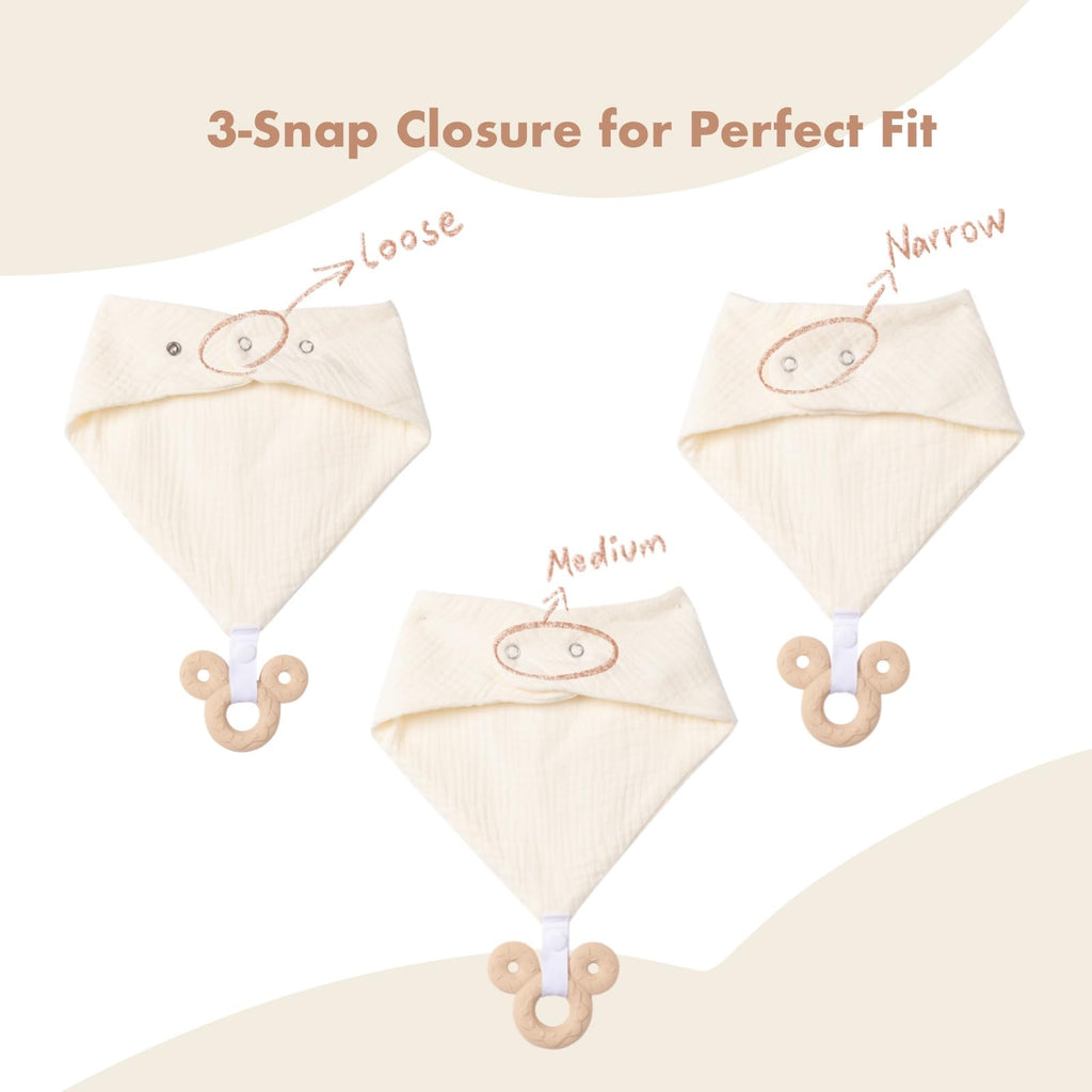 COOROBIN Baby Bandana Drool Bibs 6-Pack 100% Cotton Baby Bibs with Teether, Soft & Absorbent Teething Essentials for Newborn Boys and Girls