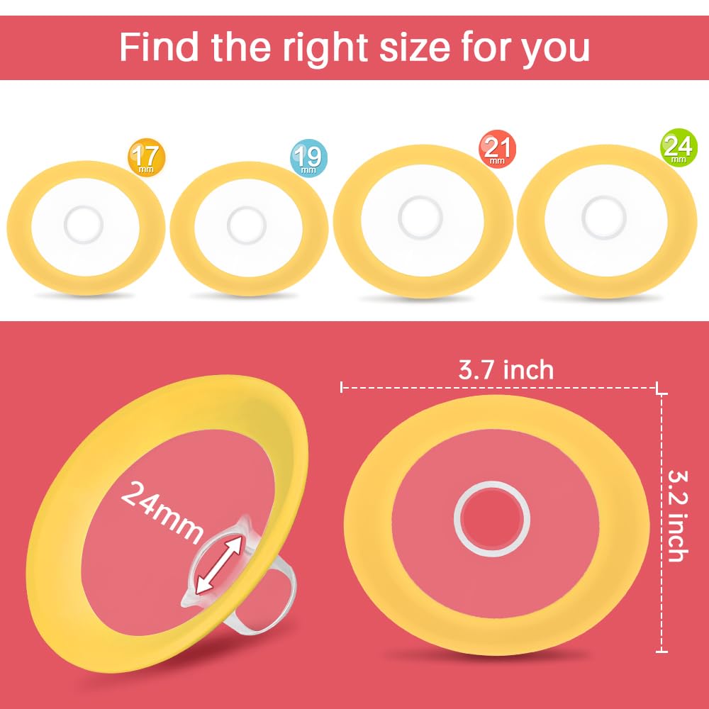 24 mm Oval Flanges Shields Compatible with Medela Pumps, Replacement Parts for Pump in Style, Symphony, Swing Maxi, Harmony and Personalfit Flex–Breast Pump Accessories