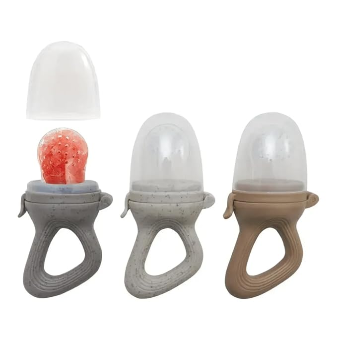 Avee & Co Silicone Teething Pacifier and Fresh Fruit Feeder, Baby Pacifier for Teething, Toddler Teething Toy (Brown)