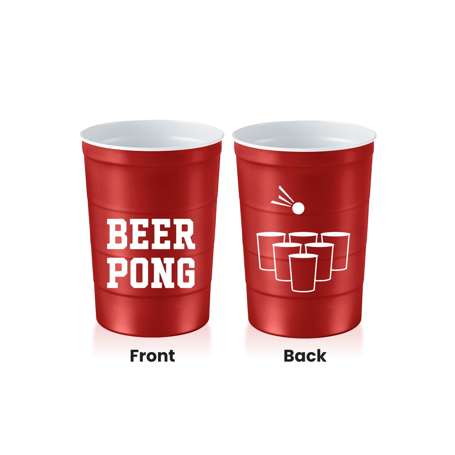 Steel Chill Cups 16 oz. Durable & Reusable Party Cups, Beer Pong, 12 Count