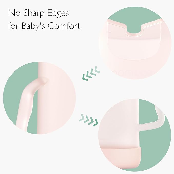 Momcozy Baby Pouch Holder No Squeeze, Baby Food & Juice Box Holder, Mess-Free, Easy Grip for Self-Feeding, BPA-Free & DEHP-Free, Must-Have for Babies, Pink