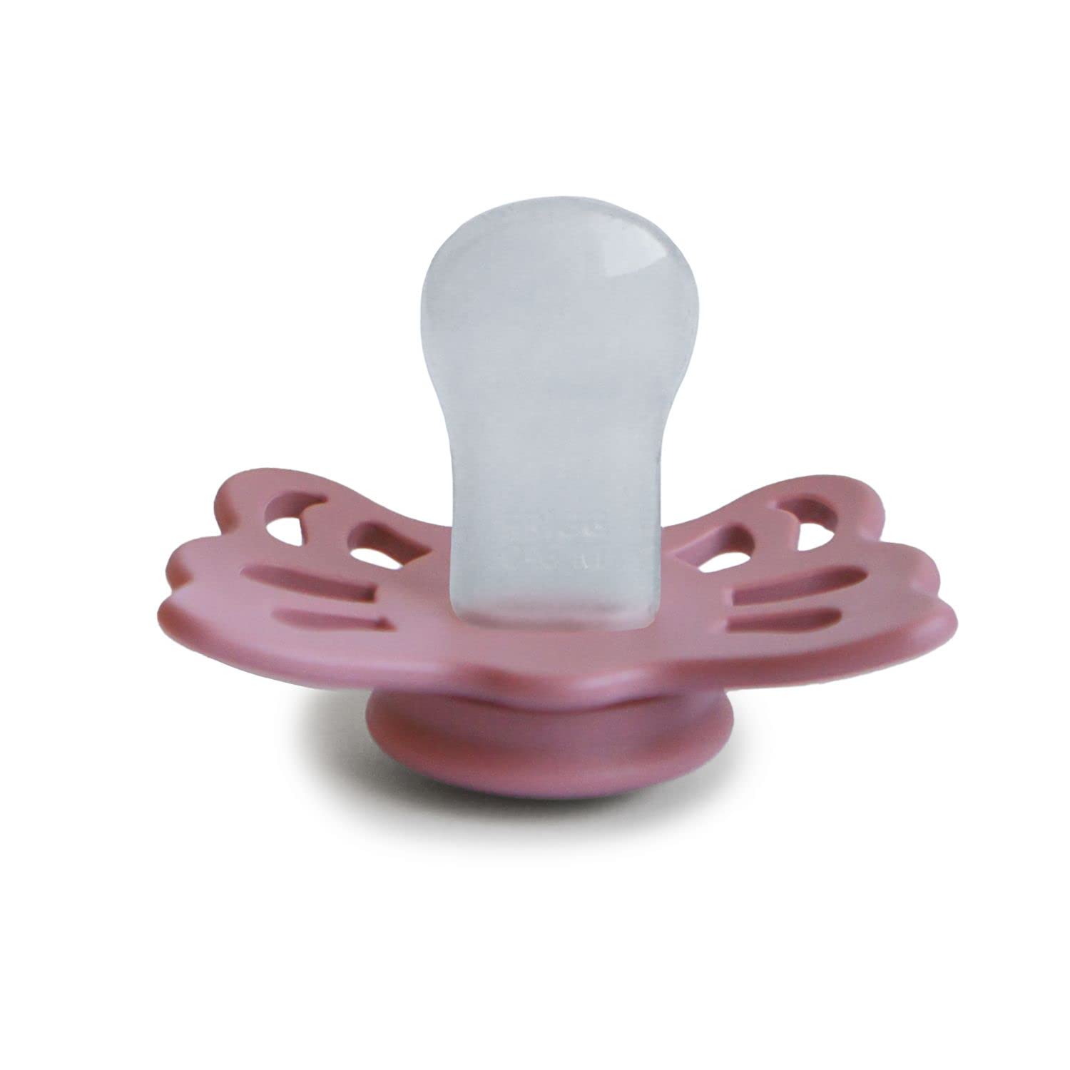 FRIGG Butterfly Anatomical SilkySoft Silicone Baby Pacifier | Made in Denmark | BPA-Free (Cedar/Baby Pink, 0-6 Months)