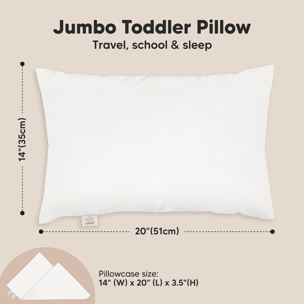 KeaBabies Organic Toddler Pillow with Pillowcase, Jumbo 14X20 (Soft White)