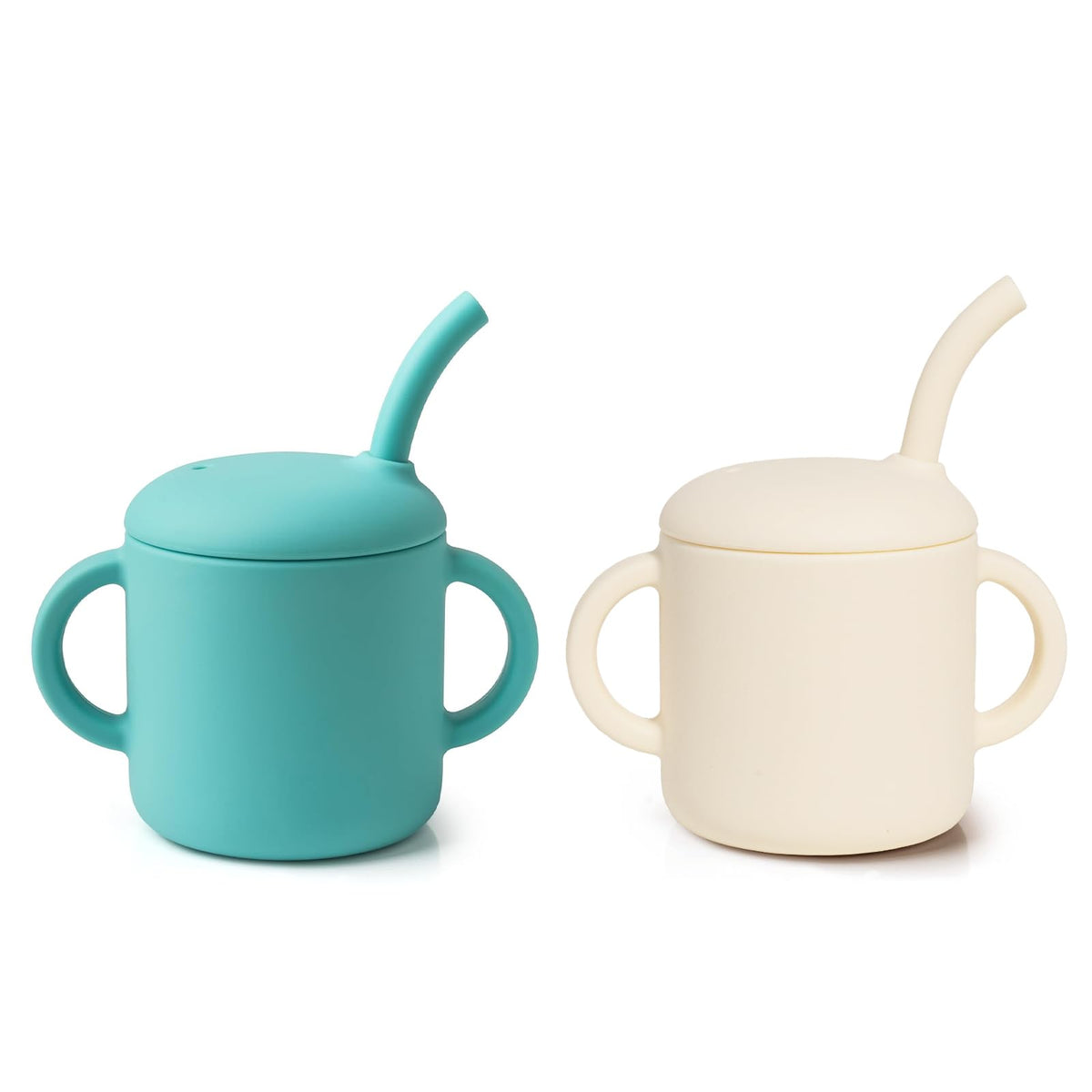 Silicone Baby Straw Cup for Babies 6+ Months, 6 oz BPA-Free Food Grade Silicone Training Cup with Soft Straw & Leak-Resistant Lid, Easy-Grip Toddler Sippy Cup for Baby Led Weaning & Self-Feeding
