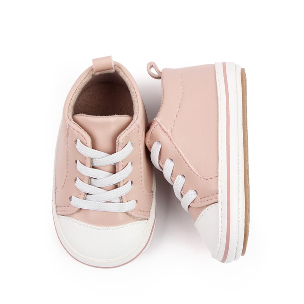 LONSOEN Baby Boys Girls First Walking Shoes Infant Outdoor Sneakers,BAY244 Pink 6-12 Months