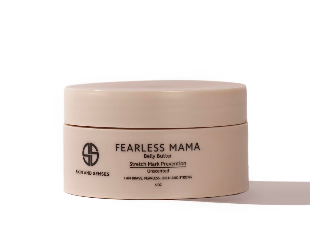 Fearless Mama Pregnancy Body Butter, Belly Butter for Stretch Marks, Deep Hydration for Dry, Tight, Itchy Skin During Pregnancy & Postpartum, with Shea Butter & Cocoa Butter, Unscented 5 oz