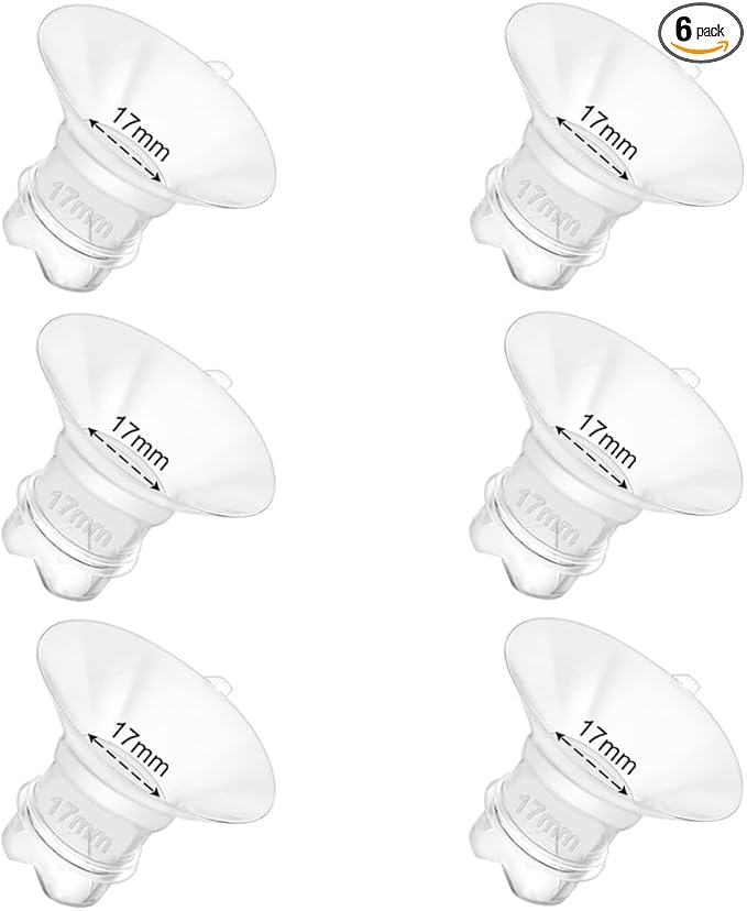 6pcs Updated Silicone Flange Insert 17mm Compatible with Momcozy/Medela/Spectra/Eufy/Lansinoh/TSRETE/Elvie/NCVI/Paruu Breast Pump, for 24mm Flange/Shield, Breastfeeding Essential Replacement Pump Part