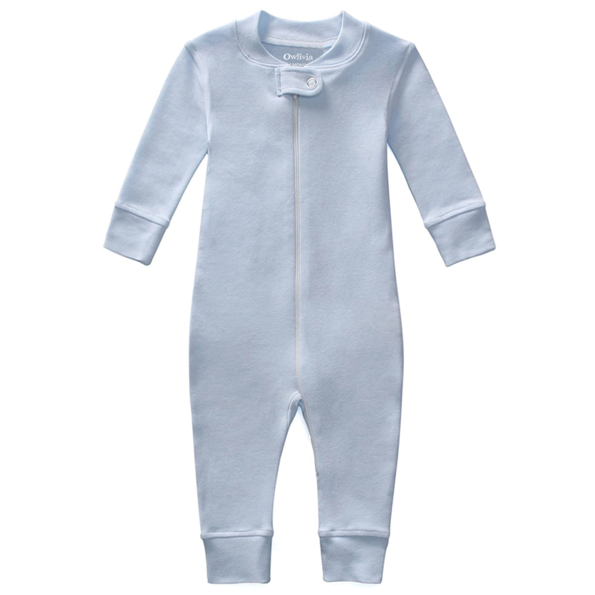 Owlivia Organic Cotton Baby Boy Girl Zip up Sleep N Play, Footless, Long Sleeve(6-12 Months, Blue)