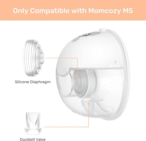 10PCS Breast Pump Parts Compatible with Momcozy M5 Wearable Breastpump,6PCS Silicone Duckbill Valve & 4PCS Silicone Diaphragm,Original Mom Cozy M5 Breastfeeding Essential Replacement Accessories