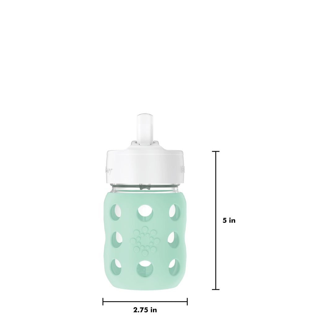 Lifefactory 8oz Glass Baby Bottle with Pivot Straw,