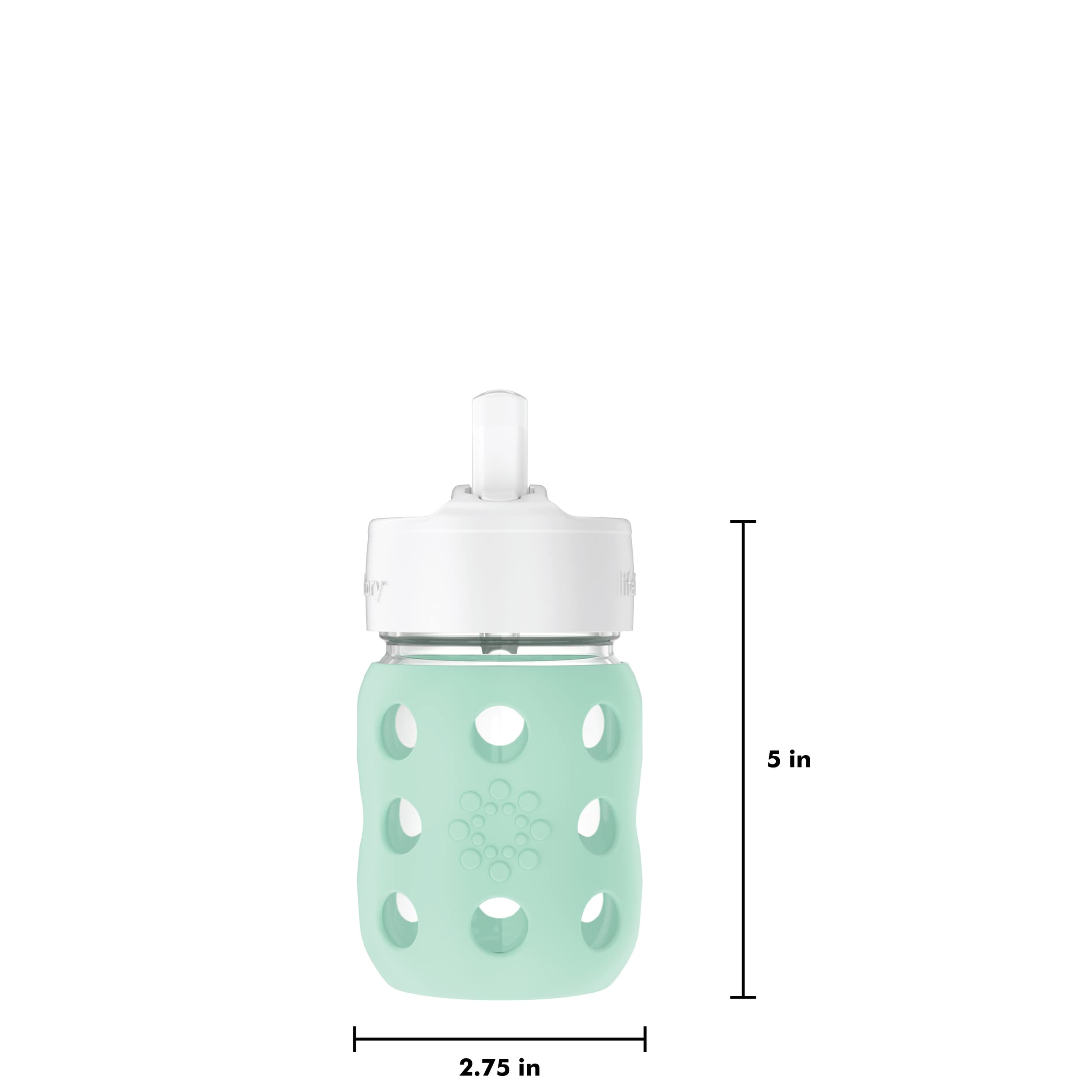 Lifefactory 8oz Glass Baby Bottle with Pivot Straw,
